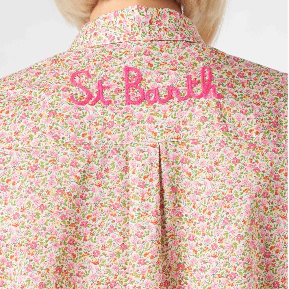 MC2 ST BARTH X LIBERTY | Women’s Pink Floral Button Down Shirt Floral Whimsical